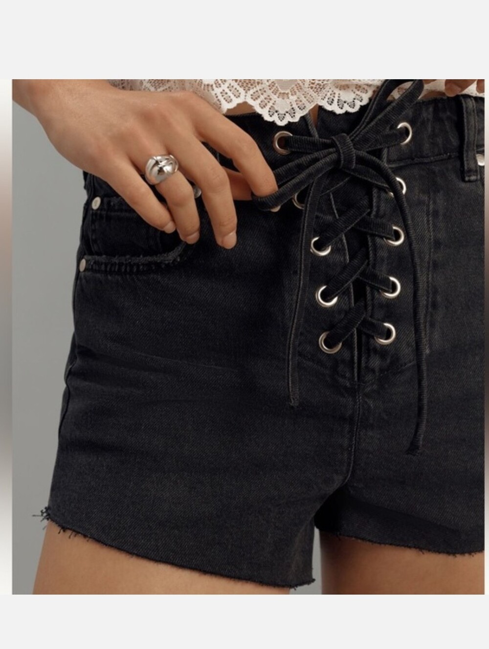 NWT Anthropologie PILCRO LACE UP DENIM SHORTS